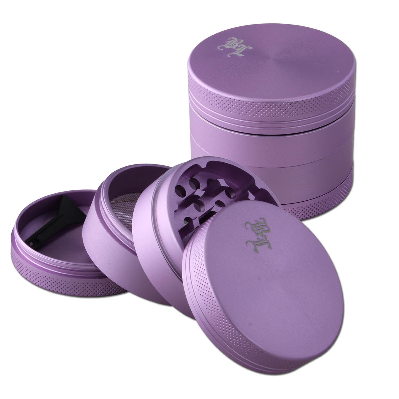 Black Leaf Aluminium Grinder 4-tlg. seidenmatt