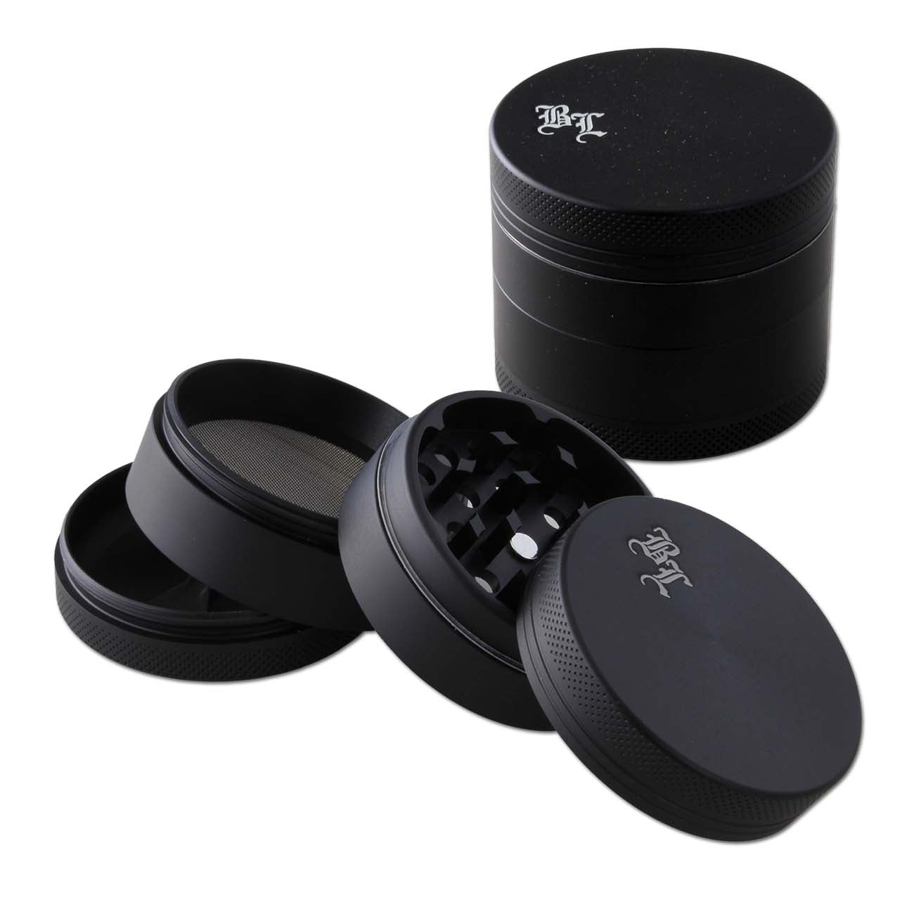 Black Leaf Aluminium Grinder 4-tlg. seidenmatt