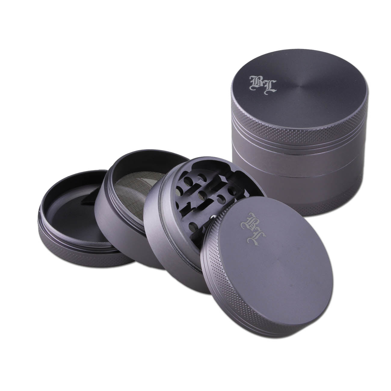 Black Leaf Aluminium Grinder 4-tlg. seidenmatt